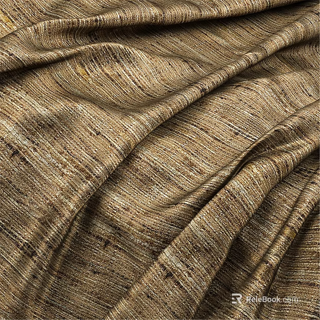 Textured Brown Woven Fabric With Natural Fiber Patterns And Soft Folds 3d model 