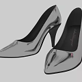 Silver Pointed Toe High Heels With Shiny Patent Leather By Charles Jourdan