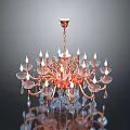 Elegant Copper Chandelier Lighting Set With Crystal Pendants And Multiple Candle Lights