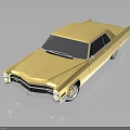 Golden Vintage Car With Retro Streamlined Body Front Grille Chrome Details And Shiny Finish Reflection