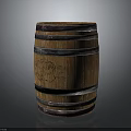 Vintage Wooden Barrel With Metal Hoops And Carved Design For Home Decor