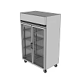 Modern Dinnerware Set Display In Double Door Glass Cabinet With Storage Shelves And Wheels