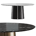 Elegant Modern Round Marble Dining Table With Sleek Black Metal Base Design 3d model