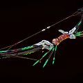 Fantasy Weapon Bow Featuring Green Glowing Accents Red Grip Silver Parts And Decorative Arrows