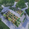 Garden Landscape Design With Neatly Arranged Planted Beds Green Plants And Stone Pathways