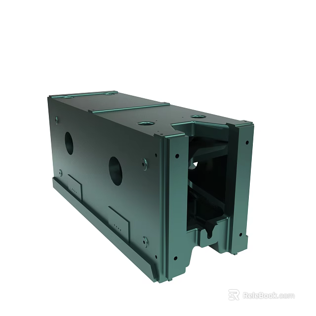 Green Metal Enclosure With Circular Holes And Mounting Screws Industrial Design 3d model 