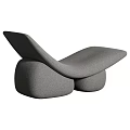 Modern Gray Fabric Lounge Chair With Curved Design And Unique Base Support
