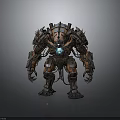 Sci Fi Mechanical Creature Design With Industrial Metal Components And Blue Glowing Core 3d model