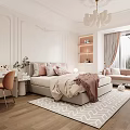 Cozy Kids Bedroom With Wooden Desk Chair Soft Rug And Decorative Curtains