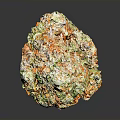 Cannabis Plant Flower Bud With Green Orange Yellow Colors Cone Shaped Form On Dark Background With Reflection