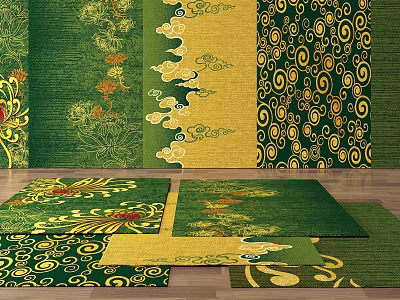 New Chinese Square Carpet Carpet 3d model