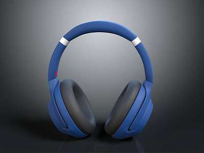 Blue Over Ear Headphones With Ergonomic Design And Comfortable Ear Cushions 3d model