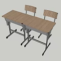 Light Wood Desk and Two Chairs Set with Metal Frame and Rolling Wheels