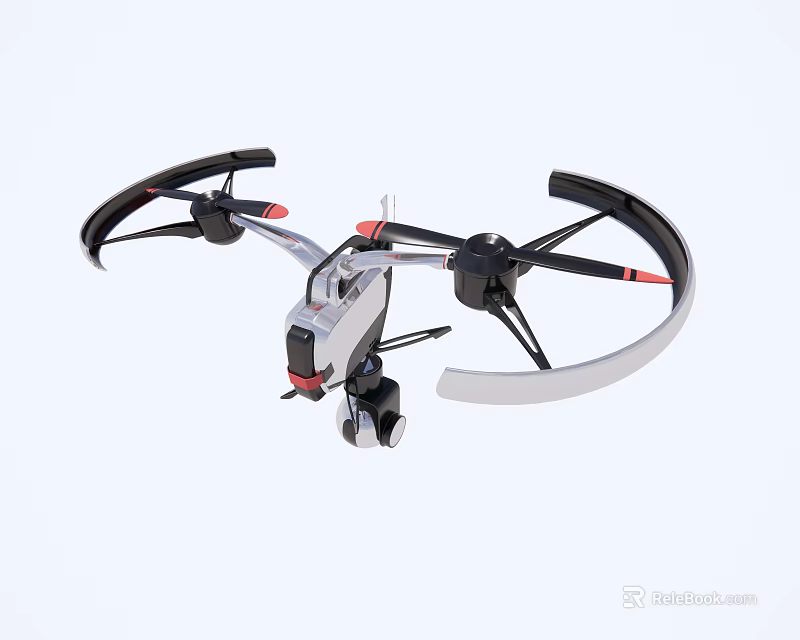 Lightweight Drone Featuring Circular Propeller Guards And Camera System 3d model 