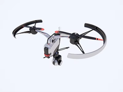 Lightweight Drone Featuring Circular Propeller Guards And Camera System 3d model