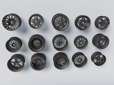 Black Car Wheels Collection With Various Designs And Styles For Automotive Use 3d model