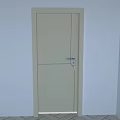 Light Beige Hinged Door With Silver Handle And White Frame In Indoor Space 3d model