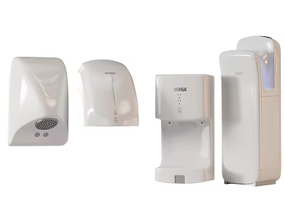 Various Styles Of White Hand Dryers For Daily Use 3d model
