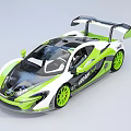 High Performance Green and White Racing Car With Rear Wing And Sleek Aerodynamic Design