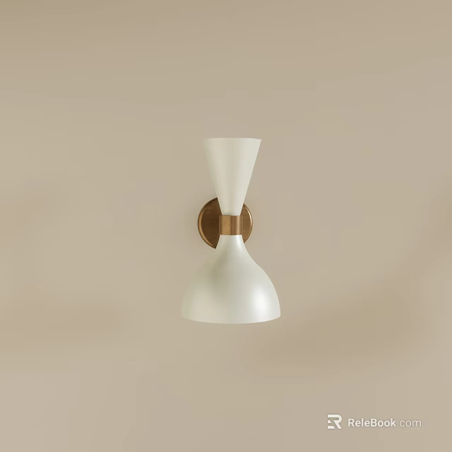 Modern Minimalist White Wall Sconce With Copper Base For Interior Decor 3d model