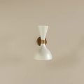 Modern Minimalist White Wall Sconce With Copper Base For Interior Decor 3d model