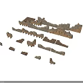 Ancient Architectural Model Fragments With Various Shapes Brown Beige Wall Roof Parts