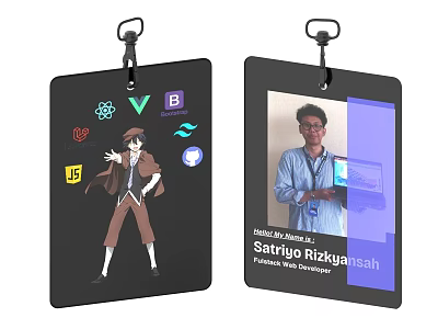 Cartoon And Real Person ID Card Designs For Software Developer Identification 3d model