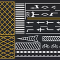 Road Infrastructure Elements Including Arrows Stop Signs Bicycle Symbols And Traffic Markings