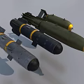 Military Weapons Collection Featuring Green Yellow Striped and Black Bombs Designs