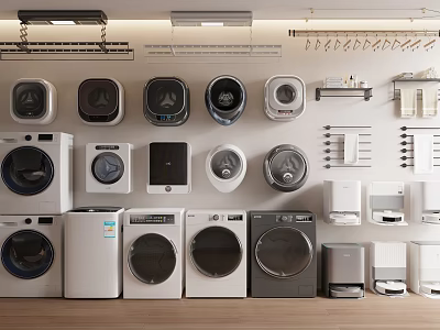 Various Washing Machines Collection With Wall Mounted Freestanding And Compact Designs 3d model