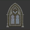 Gothic Stained Glass Window Design With Decorative Arch And Intricate Patterns