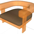 Modern Single Sofa With Amber Acrylic Frame And Brown Velvet Cushion