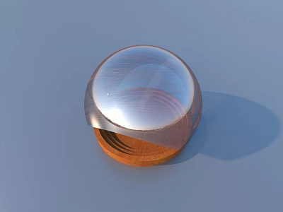 Modern Household Item With Transparent Hemisphere Cover And Wooden Base 3d model