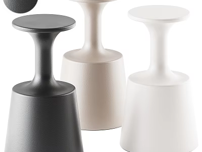 Modern Minimalist Bar Stools In Black Beige White With Round Seats And Sleek Bases 3d model