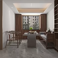 Modern Hotel Guest Room With Twin Beds Gray Pillows Wooden White Walls And Marble Flooring