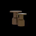 Two Modern Side Tables With Gold Copper Bases And Round Black Tops 3d model