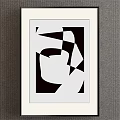 Abstract Black And White Geometric Artwork In White Frame On Gray Wall 3d model