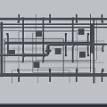 Black Industrial Equipment Metal Frame Structure With Pipes And Square Components Mounted On White