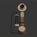 Vintage Telephone With Wooden Base Brass Receiver And Rotary Dial