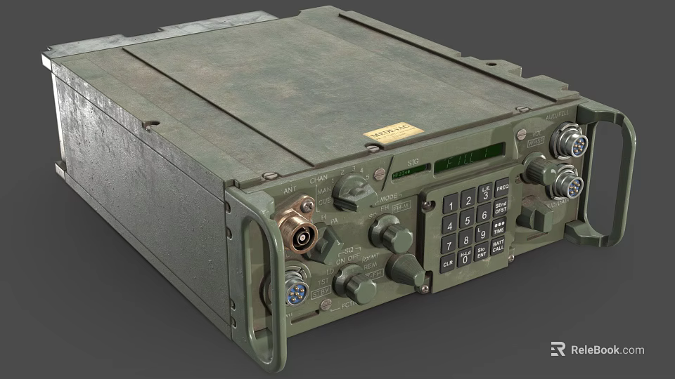 Green Military Style Mobile Digital Device With Knobs Buttons And LCD Screen 3d model 