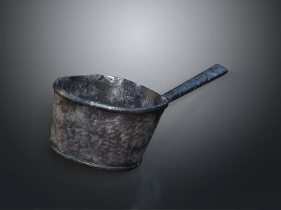 Vintage Metal Household Pot With Handle For Daily Kitchen Use 3d model