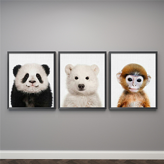 Nordic Animal Painting Black and White Bedroom Animal Giant Panda Decorative Painting 3d model