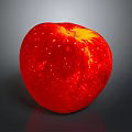 Juicy Red Apple with White Specks Yellow Top and Shiny Surface on Gray Background