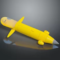 Yellow Rocket Weapon Model With Pointed Tip Shiny Fins And Reflective Surface 3d model
