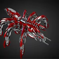 Red and Silver Sci Fi Mechanical Creature with Multi Legged Robotic Structure Design 3d model