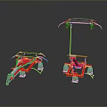 Red Mechanical Equipment with Metal Frames and Support Springs Structure Design 3d model