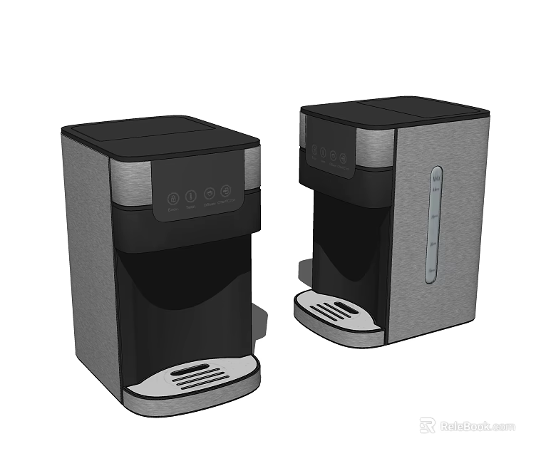 Modern Black And Gray Electric Water Dispensers With Compact Design For Home Use 3d model 