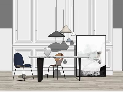 Modern Dining Table and Chair Combination 3d model