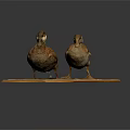 Two Stuffed Ducks Standing On A Wooden Base Detailed Taxidermy