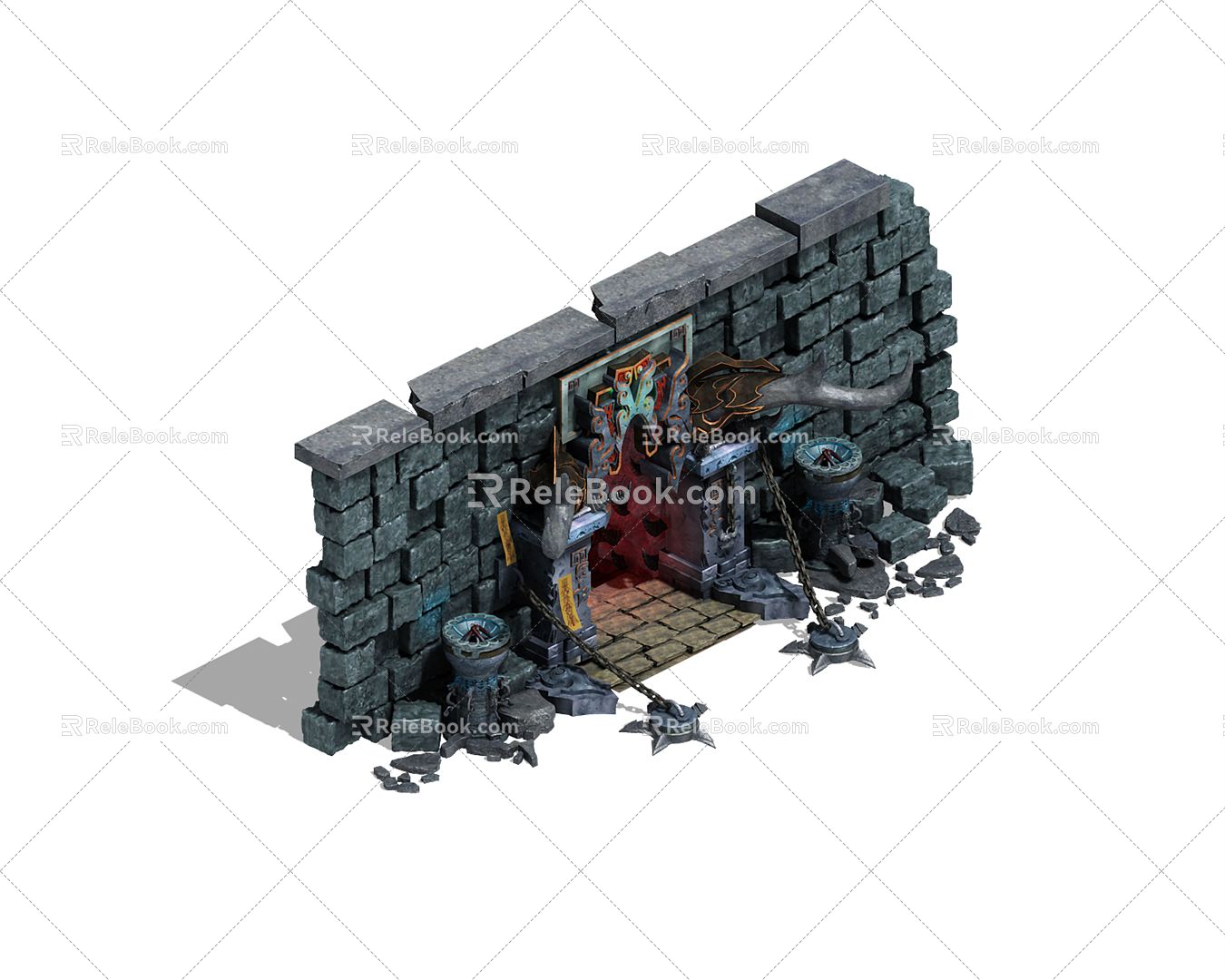 Modern cave entrance cave door wall stone wall stone wall tunnel entrance underground cave magic cave cave magic repair 3d model